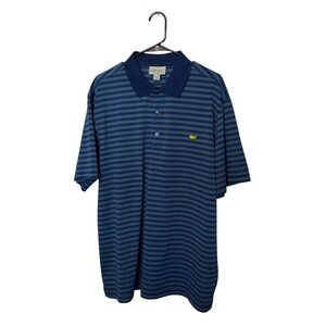 Masters Performance Polo Shirt Mens XL Blue Striped Short Sleeve Golf Augusta